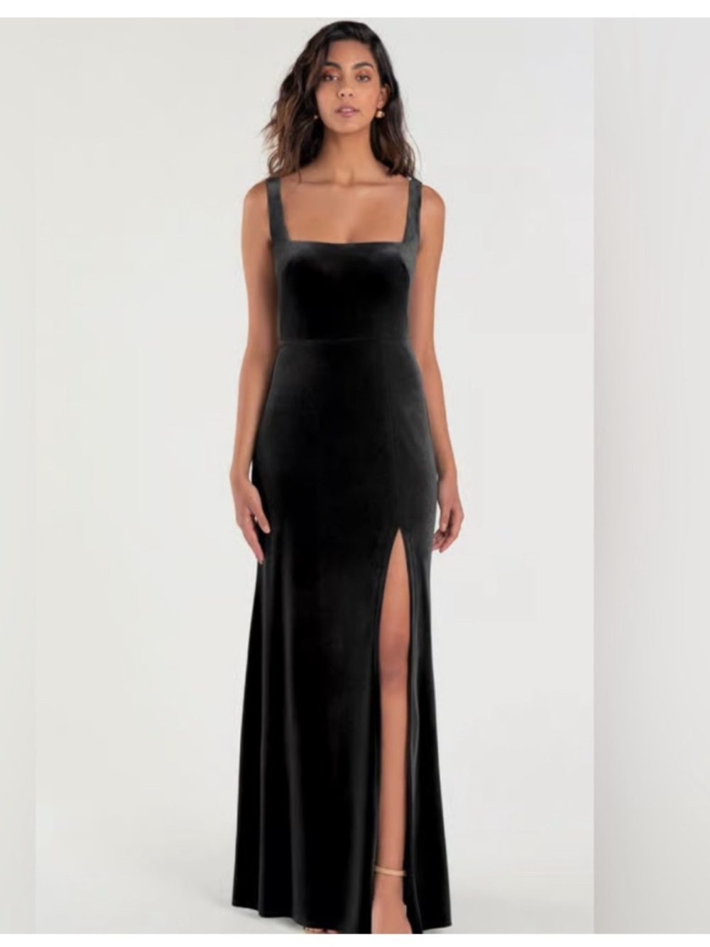Jenny Yoo Mara Black Velvet Slip Dress